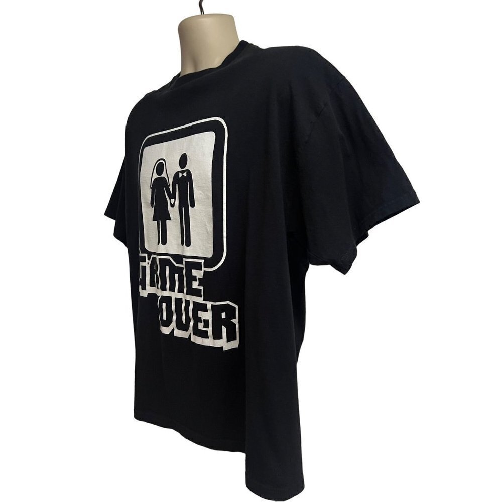 Spencers Mens Black White Graphic T-Shirt XL Novelty Funny Stretch Cotton Unisex - Picture 3 of 5